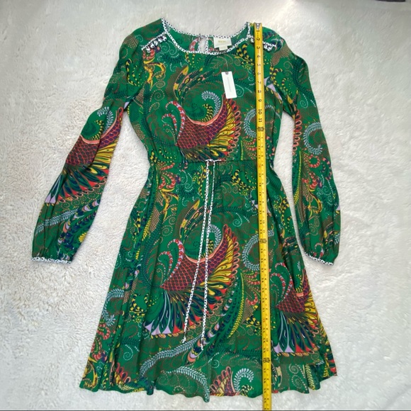 NWT Anthropologie Maeve Janis Dress, Green Paisley Print, Size 6. - Picture 14 of 16